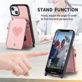 thumbnail image 6 of SaniMore Case for iPhone 15 Plus (6.7" 2023), [Crossbody Adjustable Lanyard Zipper Wallet Card Slots] PU Leather Luxury Love Heart Kickstand Magnetic Car Mount Wallet Cover foe Girls Women, Pink, 6 of 11