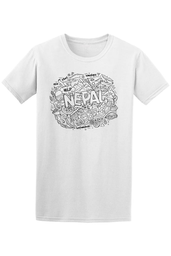 Nepal Country Doodles Sketch Tee Men's -Image by Shutterstock