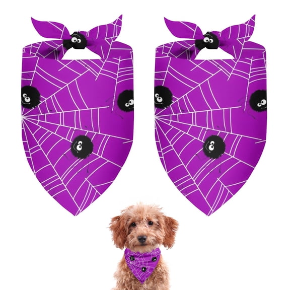 Dog Bandana 2 Pack,Cute Spider Web Halloween Pattern Bandanas for Dogs,Cat Bandana,Small/ Large Dog Bandana 2 Size,Dog Bandanas Girl Boy