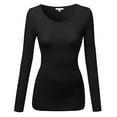 thumbnail image 4 of Emmalise Women's Basic Athletic Fit Tshirt Long Sleeves Round Crew Neck Tee (3Pk White, Charcoal, Black, Small), 4 of 4