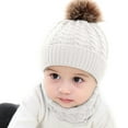 thumbnail image 5 of Relanfenk Baby Hats 2Pcs Toddler Girls Boys Winter Warm Knitted Beanie Cap+Scarf Keep Warm Set Hat, 5 of 6