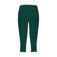 thumbnail image 4 of Jzuxvd Womens High Waist Basic Solid Cotton Soft Capri Leggings Dark Green S, 4 of 5