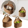thumbnail image 5 of Hanging Storage Baskets 1 Pcs, Wall Woven Storage Basket, Plastic Pantry Wicker Baskets, Wall Mount Basket with Hook, Decorative Baskets for Organizing, Front Door Rattan Baskets for Kitchen (Brown), 5 of 8