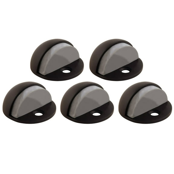 Dome Door Stop Wall Protector with Rubber Stopper, Design House Oil Rubbed Bronze Floor Mounted Door Stoppers, 5-Pack, 181891