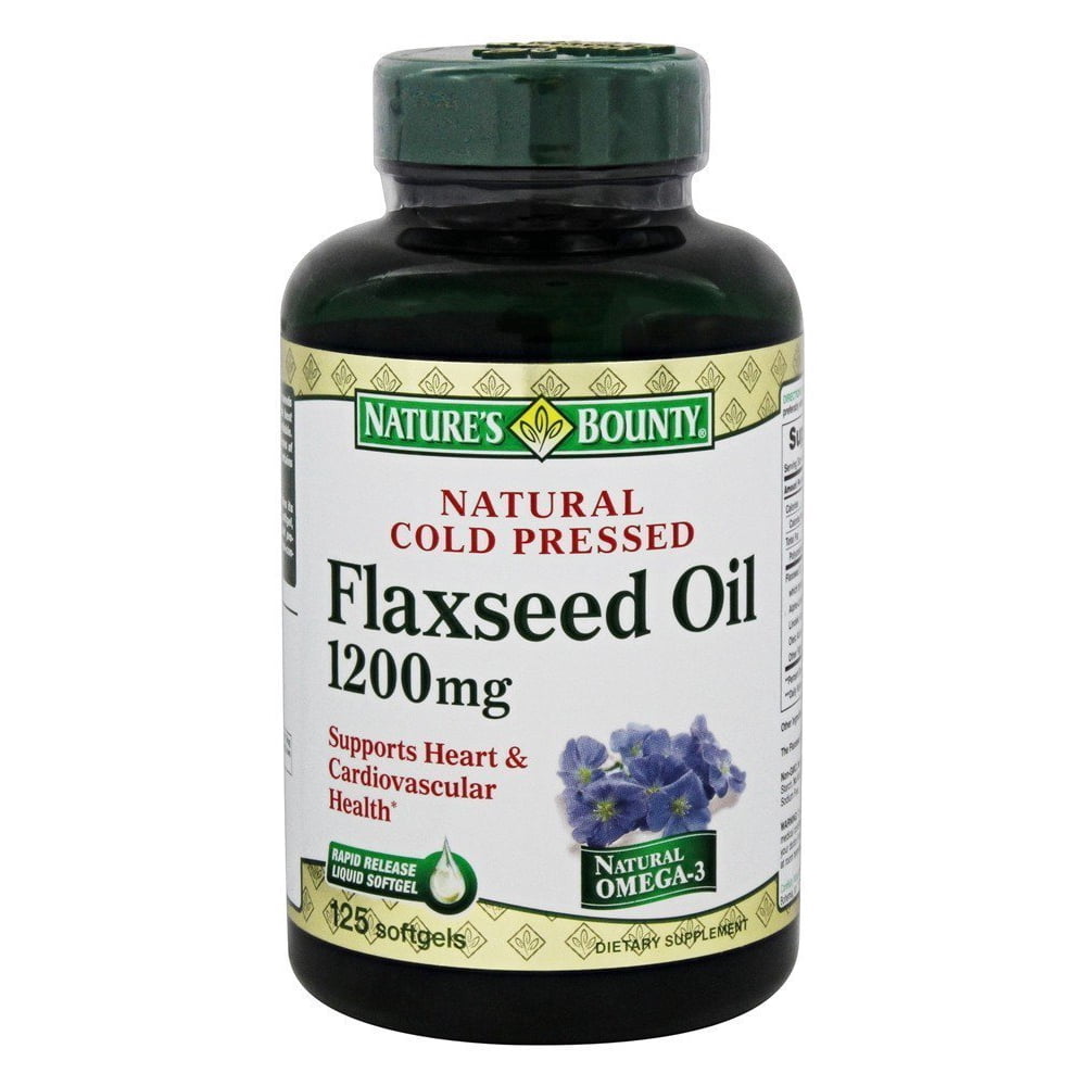 Nature's Bounty Natural Cold Pressed Flaxseed Oil Softgels, 1200mg, 125