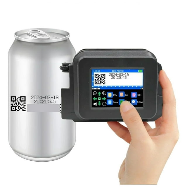 Imprimante Portable Mini 12.7mm Imprimante à Jet d'Encre Texte QR Code-Barres Image Numéro Logo, Facile à Utiliser