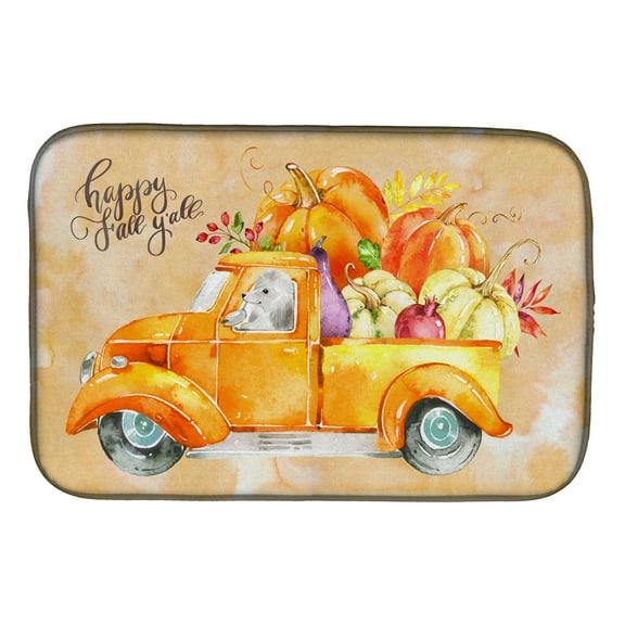 Fall Harvest White Poodle Dish Drying Mat