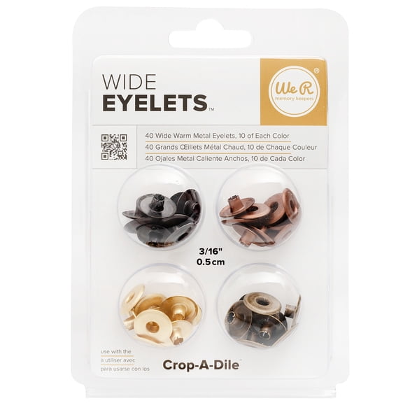We R Memory Keepers Eyelets - Warm Metal Assortment, Wide, Pkg of 40