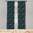 thumbnail image 2 of Ambesonne Geometric Boho Curtains, Tropical Ethnic Art, Pair of 28"x63", Teal Indigo and Rose, 2 of 4