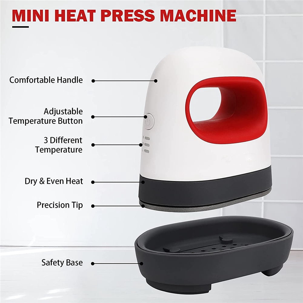 Mini Heat Press, Heat Transfer Machine, Constant Temp Control, Insulated Safety Base, Fits for Crafts, T-Shirt, Hat, Cap, Pillows