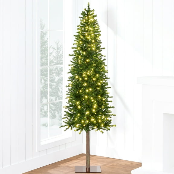 Best Choice Products 6ft Pre-Lit Artificial Alpine Slim Pencil Christmas Tree w/ 250 LED Lights, Stand