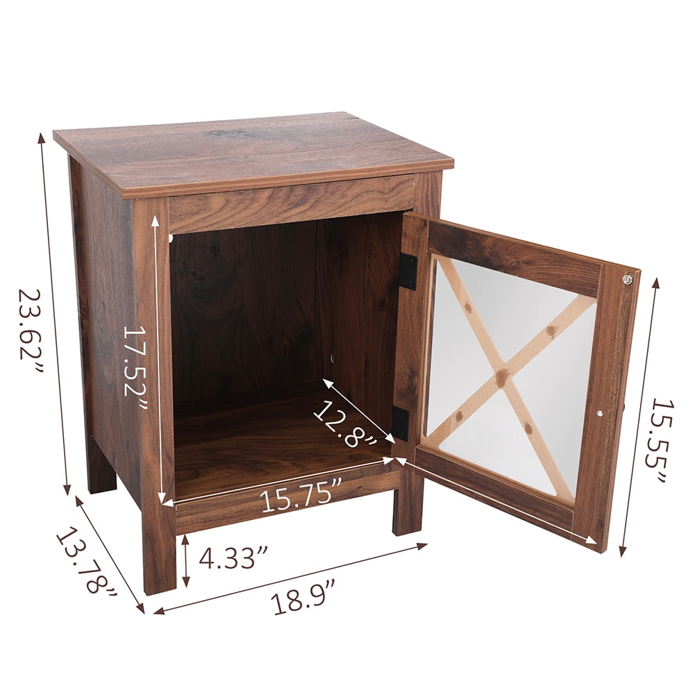 Kadyn Nightstand Side End Table with Barn Door Cabinet, Farmhouse End Table Accent Table, Light Walnut Kadyn Nightstand Side End Table with Barn Door Cabinet, Farmhouse End Table Accent Table, Light Walnut