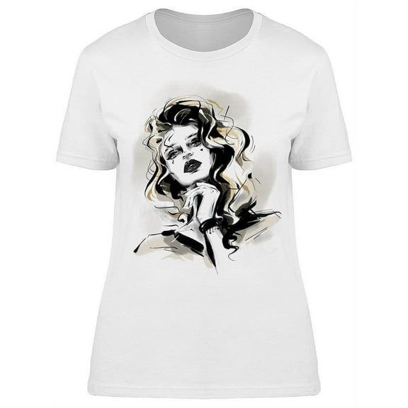 Curly Haired And Gorgeous Woman T-Shirt Women -Image by Shutterstock, Female Small