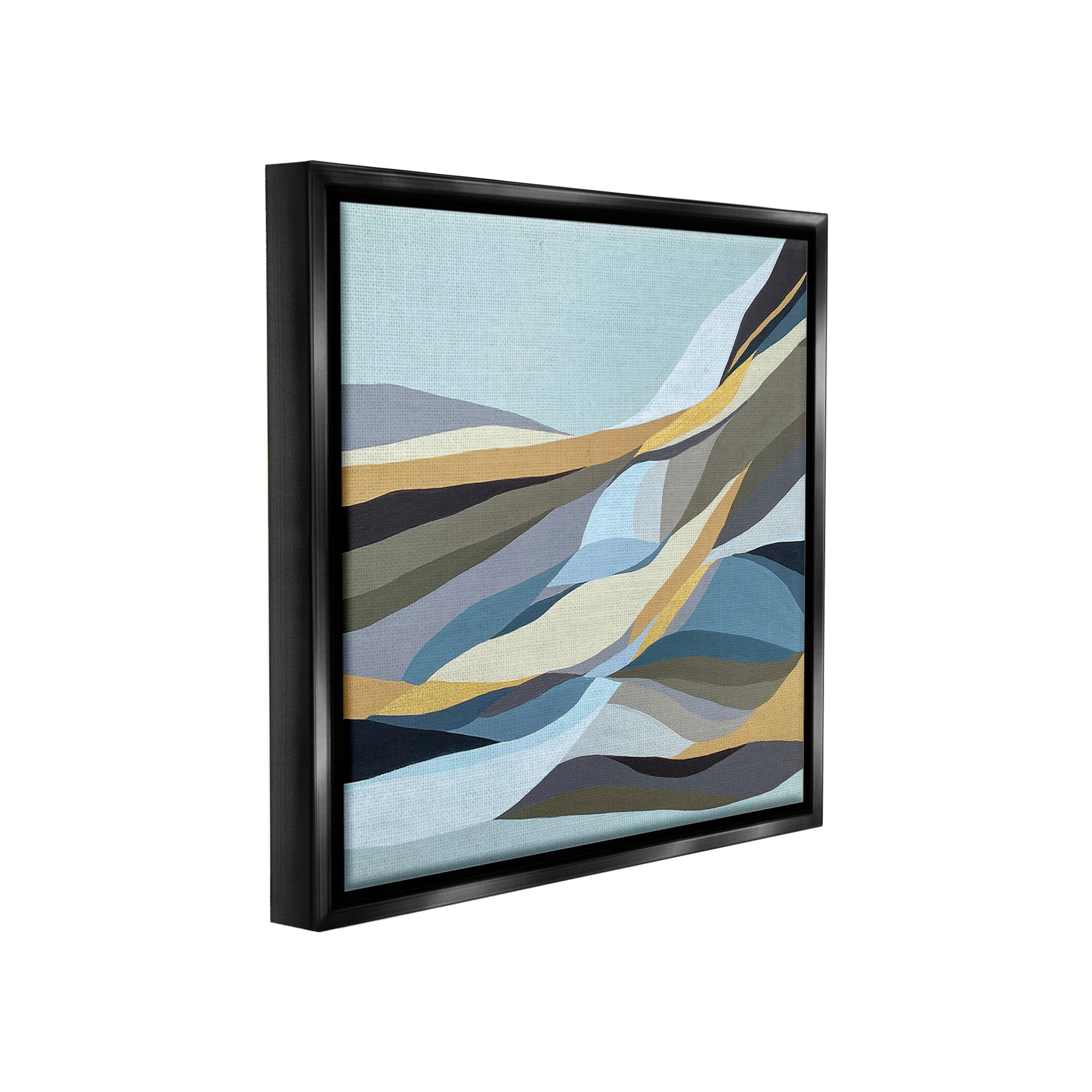 Stupell Industries Geometric Mountains Landscape Abstract Painting Black Floater Framed Canvas Art Print Wall Art, 25 x 25