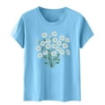 thumbnail image 4 of Jienlioq Hauts d'Été pour Femmes T-shirt Imprimé Col Rond Manches Courtes Bleu Ciel TG, 4 of 5