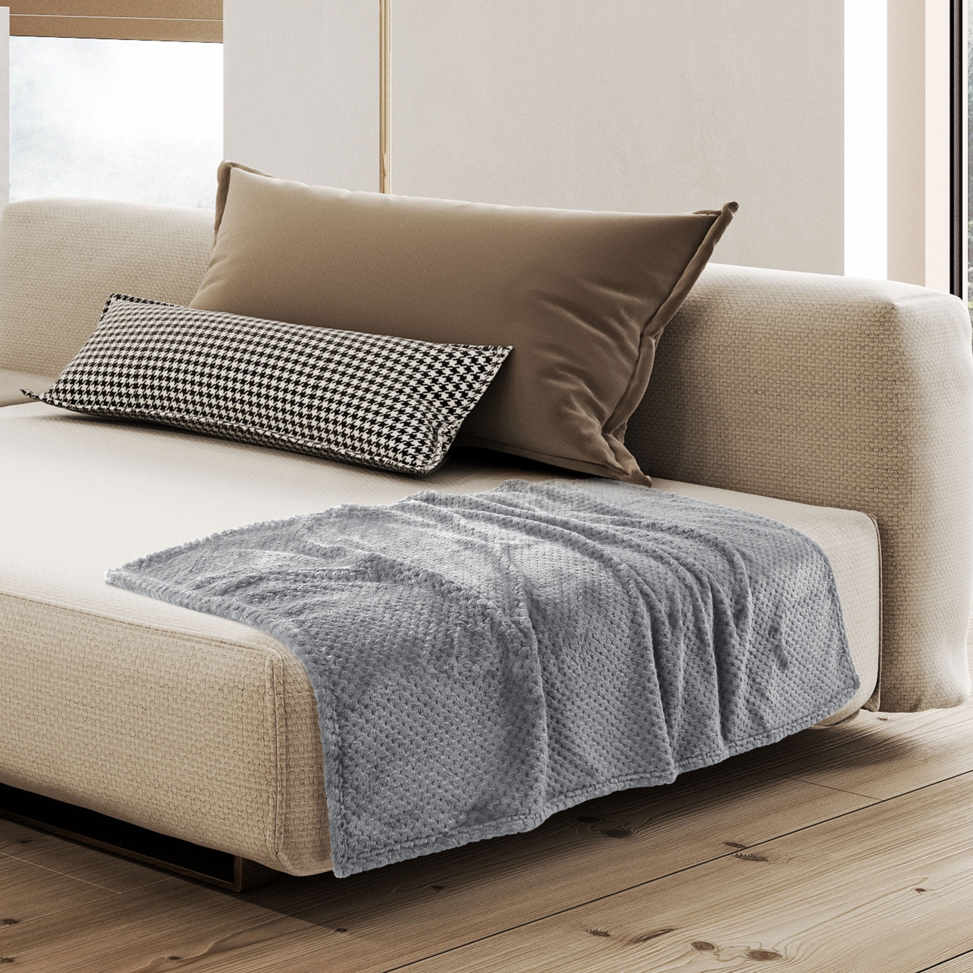Unique Bargains Soft Flannel Fleece Velvet Blanket Gray 30" x 40"