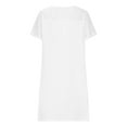 thumbnail image 5 of Summer Dresses for Women Casual Solid Lace Patchwork Cotton Linen Knee-Length Dresses 2023 Formal Short Sleeve Round Neck Plain Midi Dress White m, 5 of 6