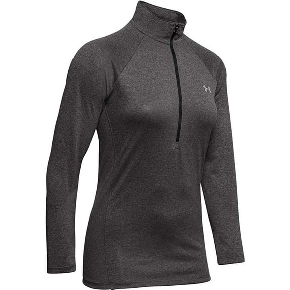 UNDER ARMOUR Women's Tech 1/2 Zip Long Sleeve Shirt in Carbon Heather/Metallic Silver, S