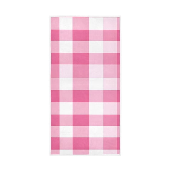 Pink and White Plaid Face Towel Absorbent Hand Towels Bath Sport Gym