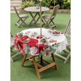 thumbnail image 3 of Outdoor Tablecloth with Umbrella Hole and Zipper, Valentine Love Heart Round Table Cloth 60 Inch Waterproof Tablecloth, Red Eucalyptus Leaf Botanical Picnic Table Cover for Patio Camping, 3 of 7