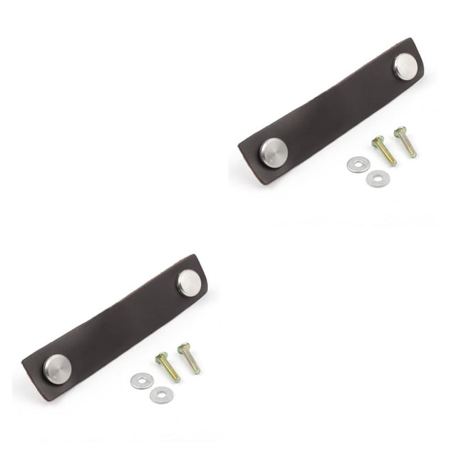 Manijas de gabinete Inteprter Cuero tiradores de tocador Muebles Cocina 125 mm Marrón oscuro 2piezas