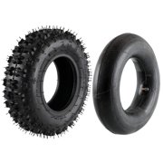 4.10-6 3.50-6 Karting Tire with Inner Tube – 6” Off-Road Tire for Go Kart, ATV, UTV, Quad, Buggy, Dube, Lawn Mower, Drift Trike, Golf Cart, 4 Wheeler – 2-Ply Nylon, Bent Valve – (Set of 4)