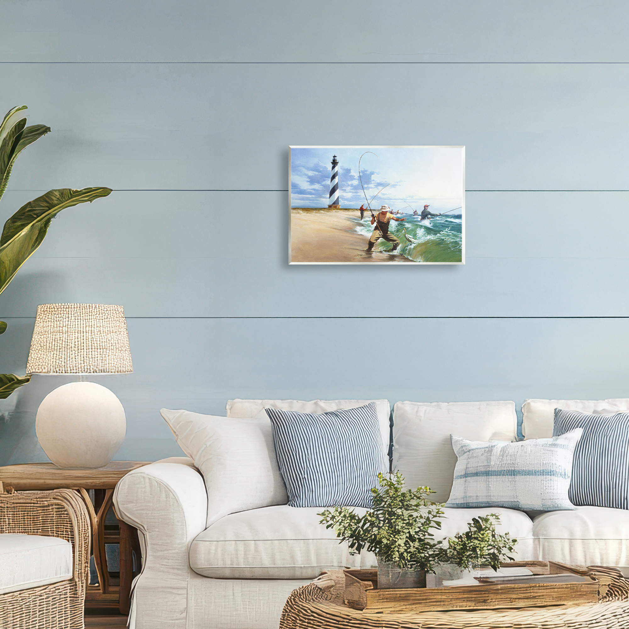 Cape Hatteras Fishermen Wall Plaque Art, design by Wind River Studios