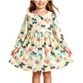 thumbnail image 2 of Wilark Girls Cotton Dress Cute Casual Printed Long Sleeve Fall A Line Dress Yellow 5, 2 of 9