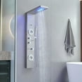 thumbnail image 3 of 4-Jet Rainfall Shower Panel System with Rainfall Waterfall Shower Head and Shower Wand With LED light in chrome Nickel, 3 of 14