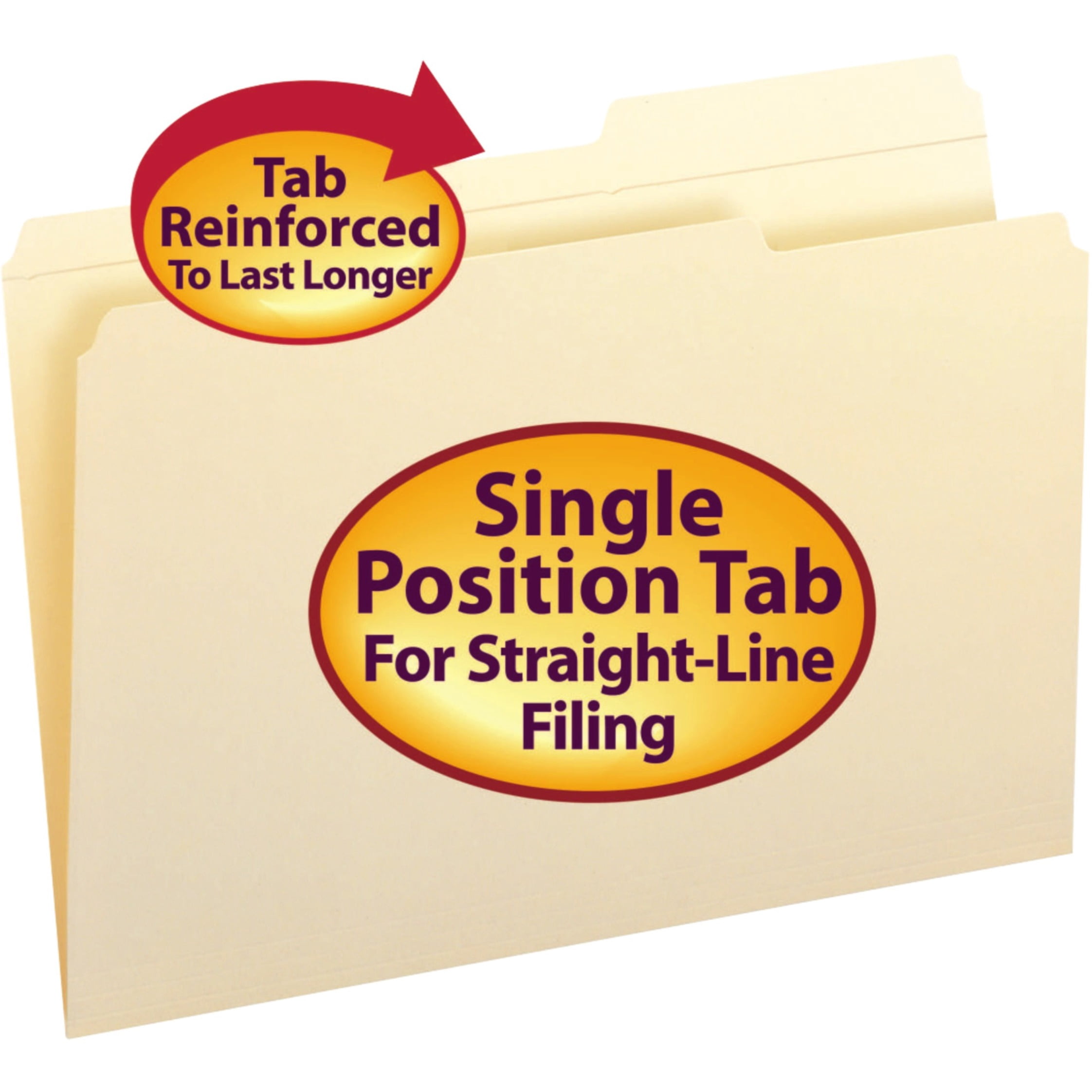 Smead, SMD15386, File Folders with Reinforced Tab, 100 / Box, Manila