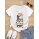 thumbnail image 1 of Girls Summer Short Sleeve T-Shirt, Soft, Elastic and Comfortable Round Neck, Cartoon Print, Cotton Knit Tops, Casual, Slight Stretch, Crew Neck, Regular Fit, for Kids 7-14 Years Old, 1 of 6