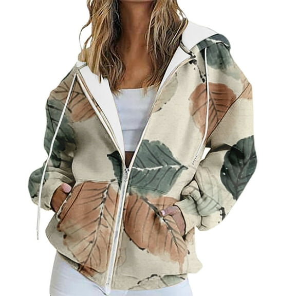 Bovemsi Sweatshirt for Women Long Sleeved Spring And Autumn Zipper Hoodie With Hat Camo Hoodie