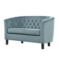 thumbnail image 1 of Modern Contemporary Urban Design Living Room Lounge Club Lobby Loveseat Sofa, Velvet Fabric, Blue, 1 of 5