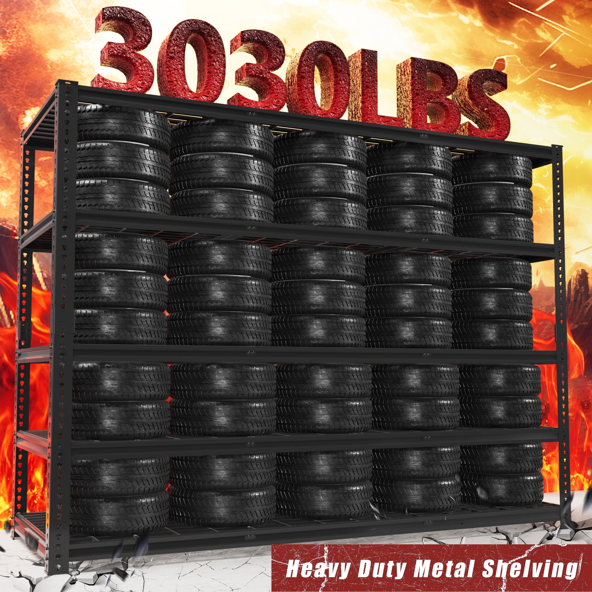 VDEVY 3030LBS Metal Storage Shelves 60"W x 24"D x 72"H Garage Shelving Units Adjustable Storage Rack Heavy Duty Industrial Shelving