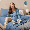 thumbnail image 3 of Bare Home Cozy Fleece Sheet Set - Extra Plush Polar Fleece - Deep Pocket - Full, Coronet Blue, 3 of 8
