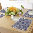 thumbnail image 4 of Ambesonne Oriental Place Mats Set of 4, Curly Floral Leaves Image, Standard Size, Blue and Cream, 4 of 6