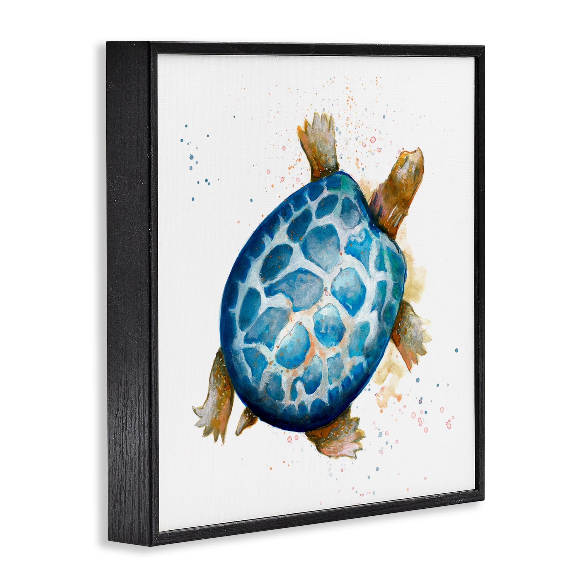 Stupell Industries Modern Speckled Turtle Animals & Insects Painting Black Framed Art Print Wall Art, 12 x 12