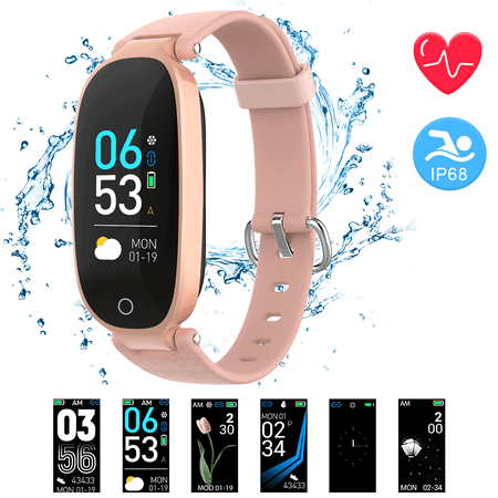 AGPTEK Fitness Tracker, Activity Tracker Women IP68 Waterproof Smart Watch Wristband Bracelet with Heart Rate (Best Wrist Activity Tracker)