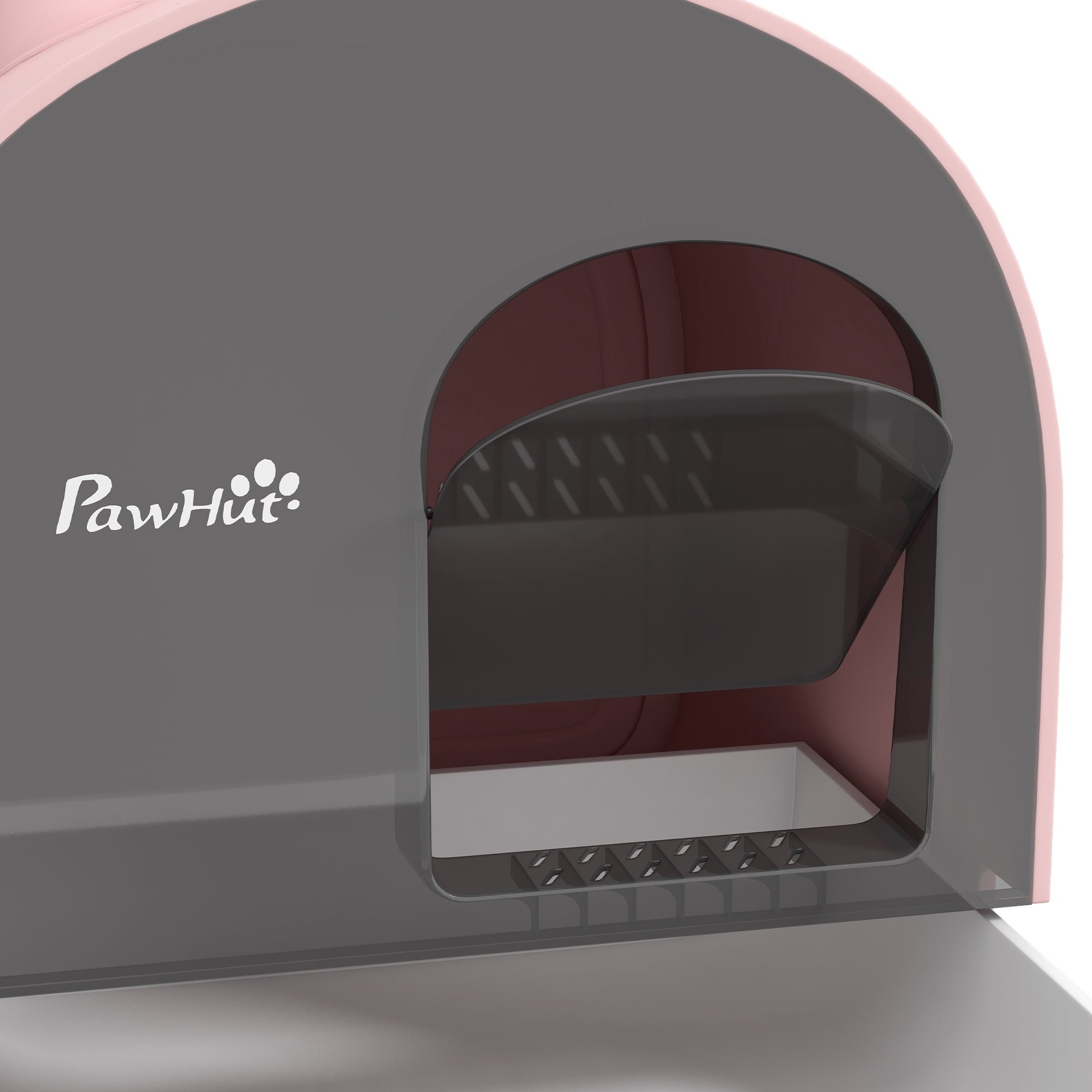 PawHut Cat Litter Box with Lid with Scoop and Filter, Pink
