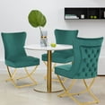thumbnail image 7 of Foredo Elegant Velvet Dining Chairs Set of 2,  Luxury Upholstered Dining Chair with Metal Legs, X-Legs Tufted Side Chair for Dining Room Living Room, Green, 7 of 7