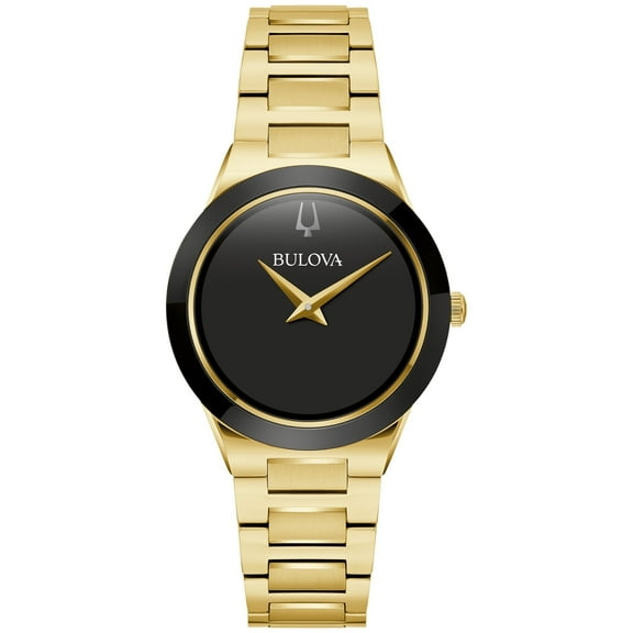 Bulova Women's Millennia Black Dial Gold-Tone Stainless Steel Watch - 97L175