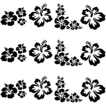 4 Sets 16PCS Hibiscus Flowers Car Decals Hawaiian Stickers Black Vinyl Automotive Exterior Decoration