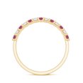 thumbnail image 3 of Rosec Jewels Pink Tourmaline Diamond Half Eternity Ring for Women - AAA Quality - Stackable Ring - Gift for Special Occasions, 18K Yellow Gold, US 4.50, 3 of 9