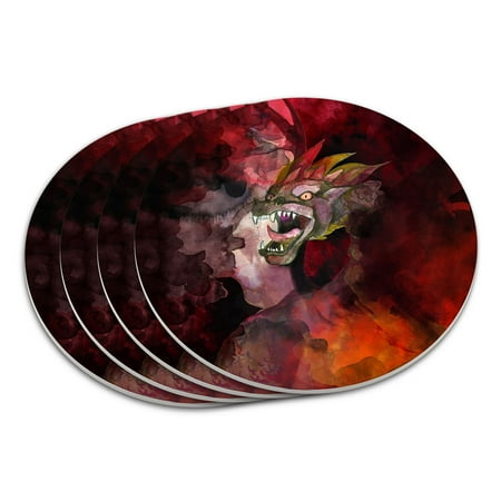 

Watercolor Dragon Red Coaster Set