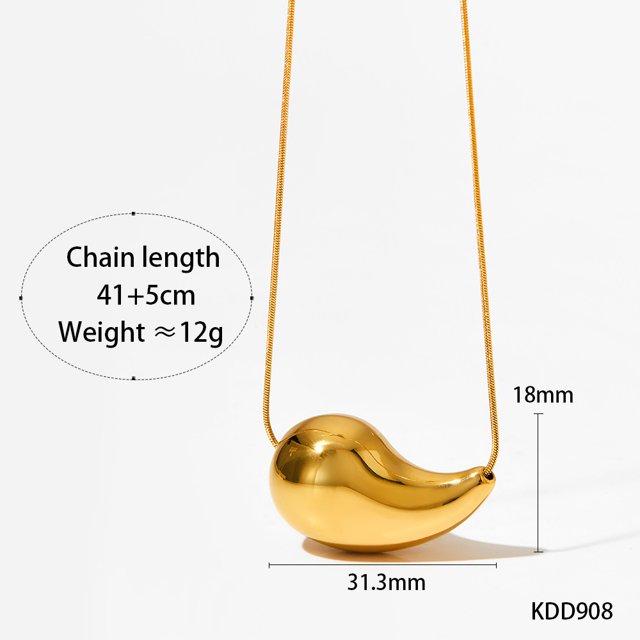 Collar de gota de agua caliente de moda, acero de titanio pulido a mano, galvanoplastia en horno de vacío, collar de gota de agua con coma tridimensional