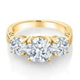 thumbnail image 3 of Gem Stone King 5.00 Ct Round White Zirconia 18K Yellow Gold Plated Silver Ring (Size 7), 3 of 5