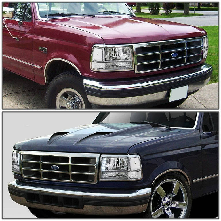 DNA Motoring HL OH F15092 6P LED CH CL1 For 1992 to 1996 Ford F150 F250 F350 Bronco 6Pcs LED DRL Headlight Corner Side Marker Lamps Chrome Clear 5 Gen