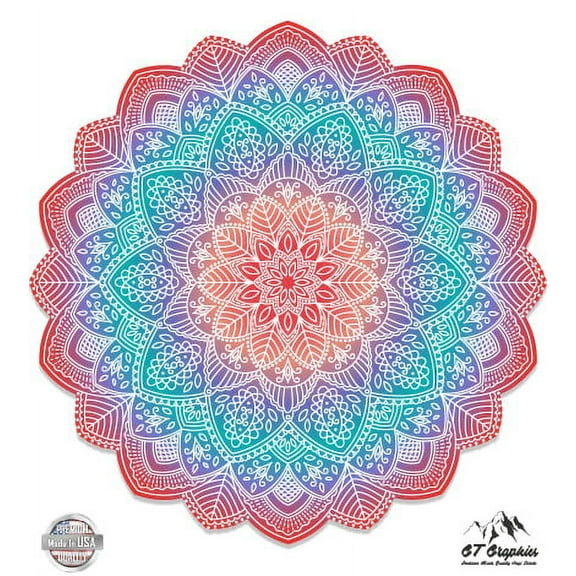 Detailed Mandala Beautiful Flower Design - 3" Vinyl Sticker - For Car Laptop I-Pad Phone Helmet Hard Hat - Waterproof Decal