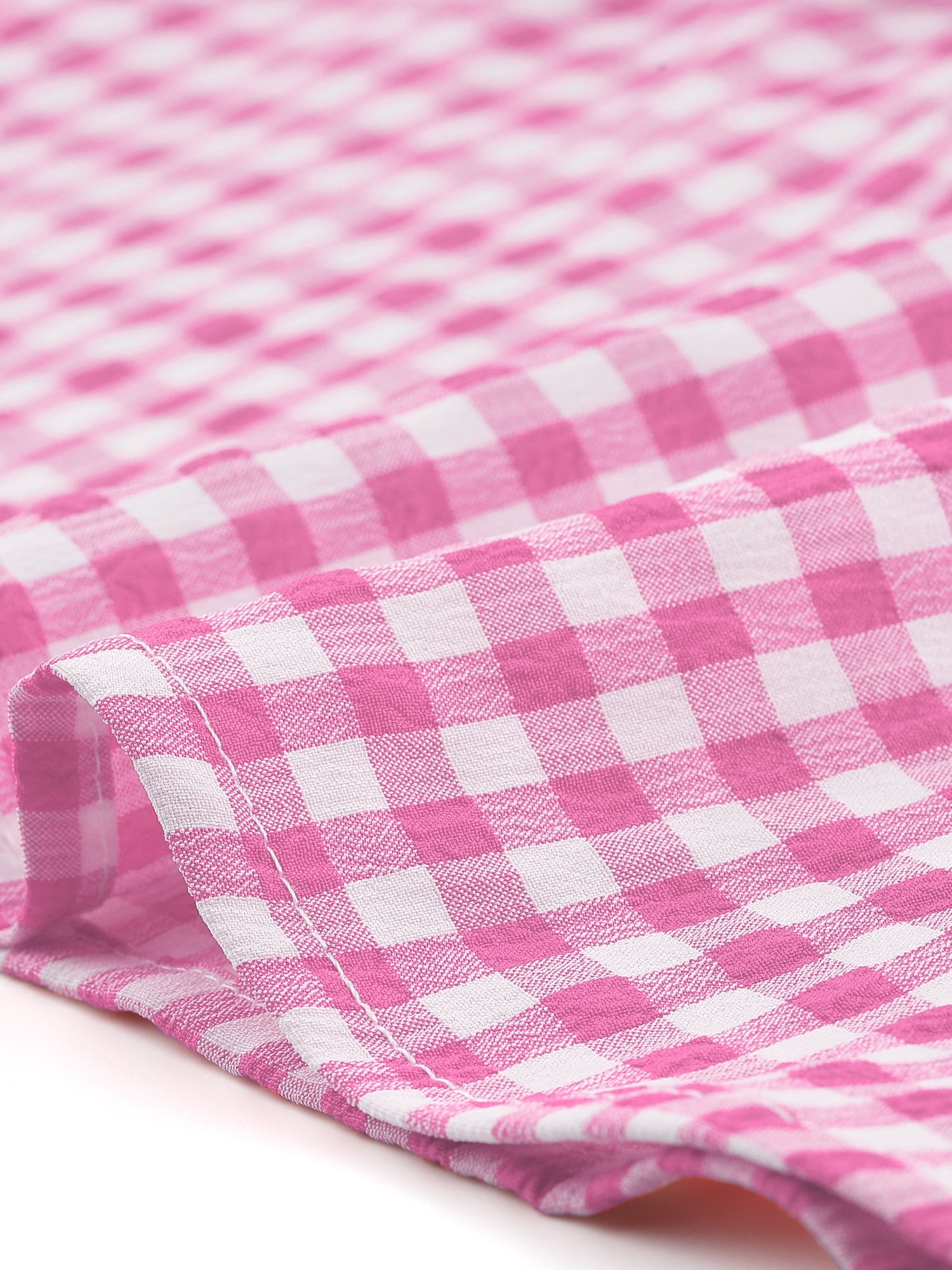 DARING DIVA Women's Cap Sleeve Plaid Gingham Ruffle Blouse XS Pink