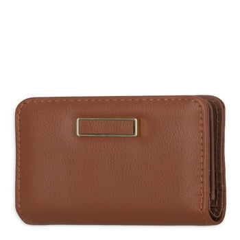 Time and Tru Women's Sharon Two Fold Wallet Vinyl Solid Brown
